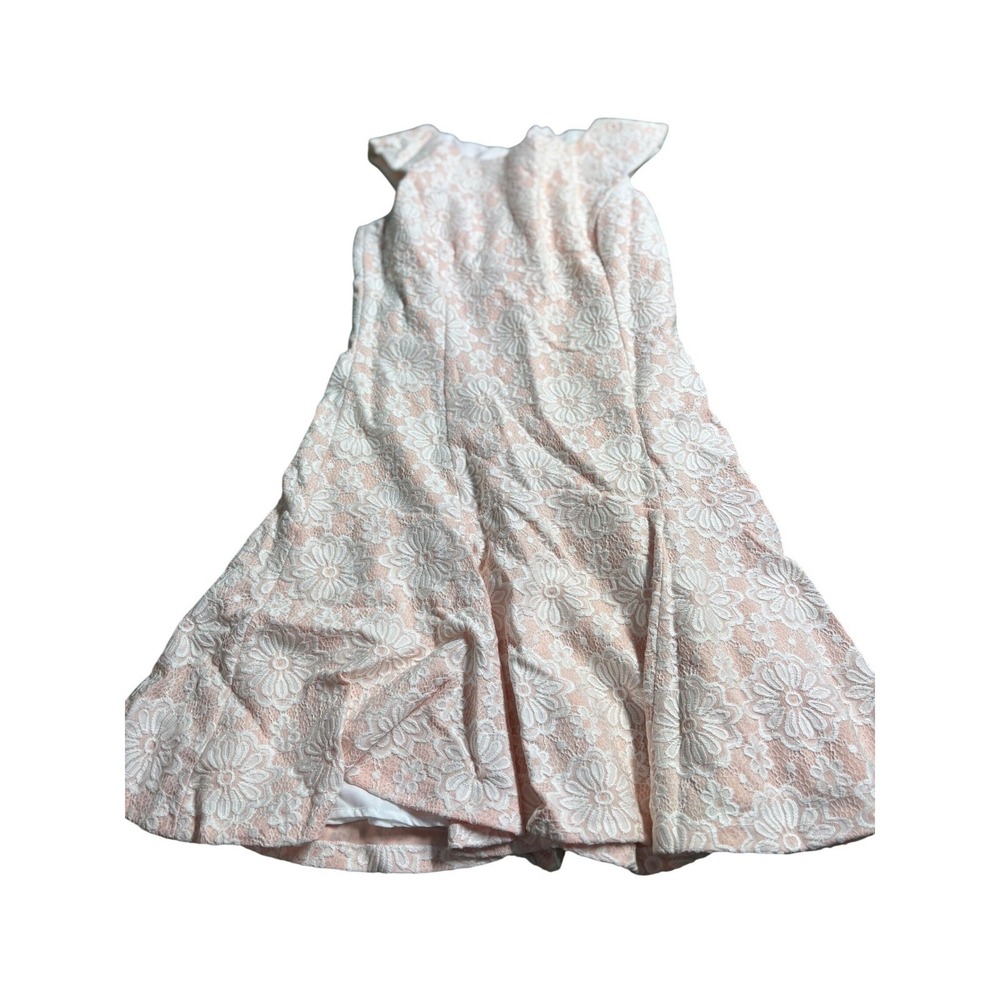Nanette Lepore Lace Fit Flare Dress Pink White Cap Sleeve Women's‎ 6